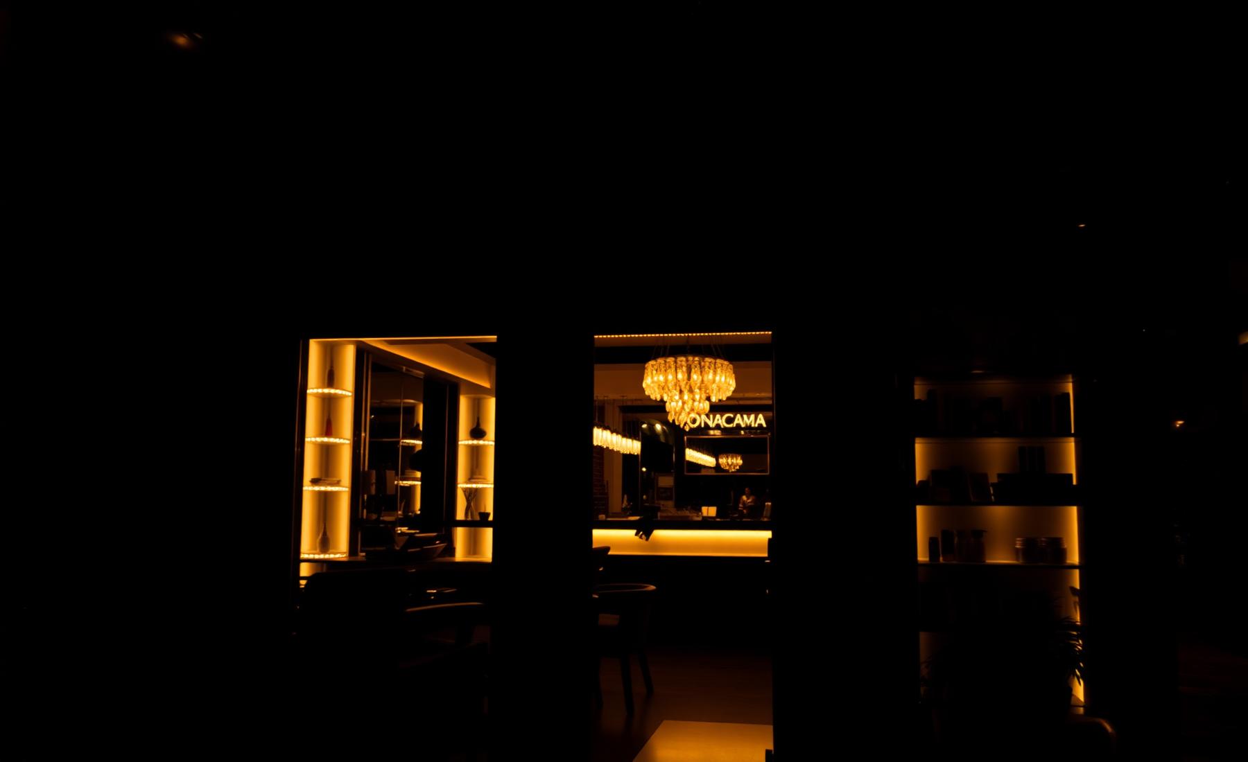 After 8 salon glowing at night